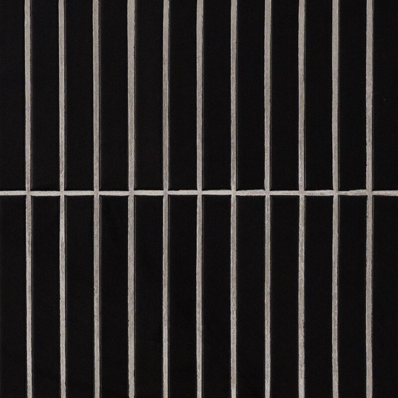 Black Matte 1x6 Stack Pattern tile, full view