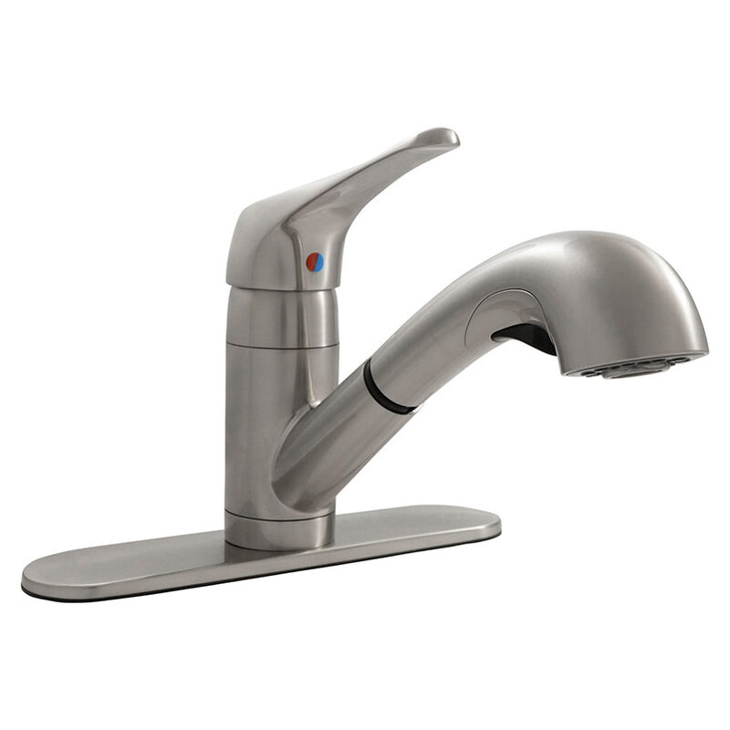 1-Handle Pull-Out Sprayer Kitchen Faucet - 805 Brushed Nickel faucet, full view