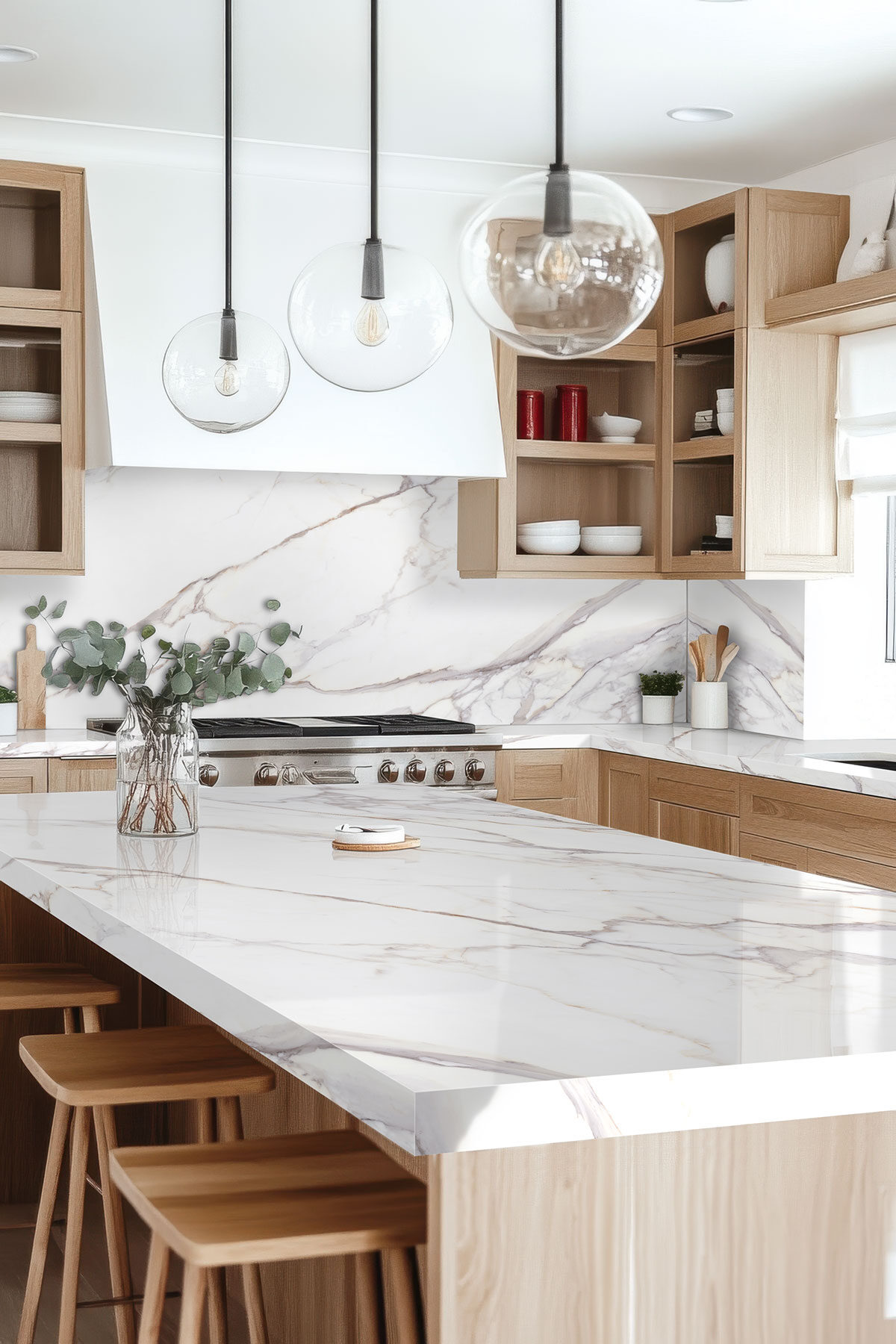 Calacatta Fiorella backsplash in a kitchen