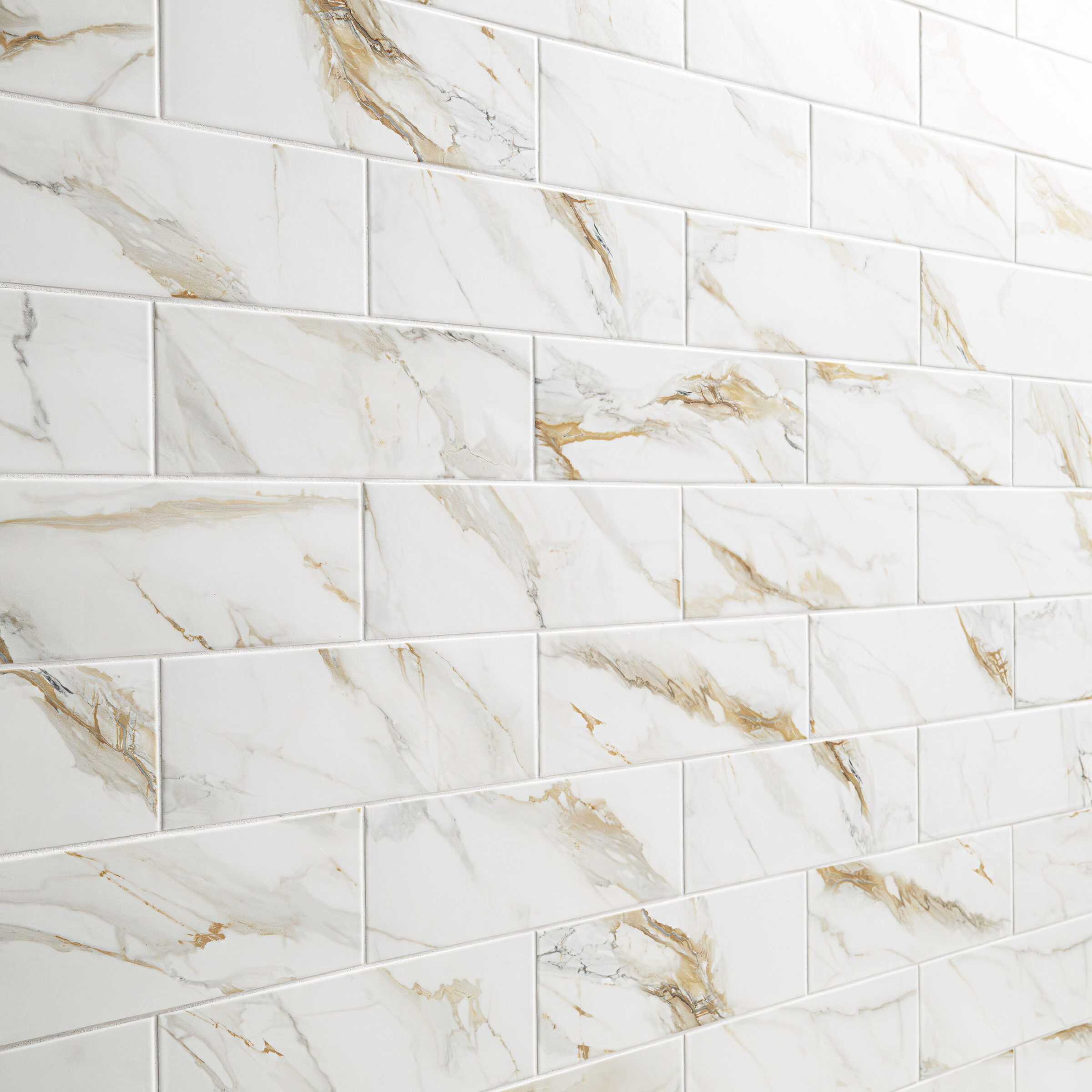 Calacatta Gold Matte Subway Tile 4x12 surface detail — view 2