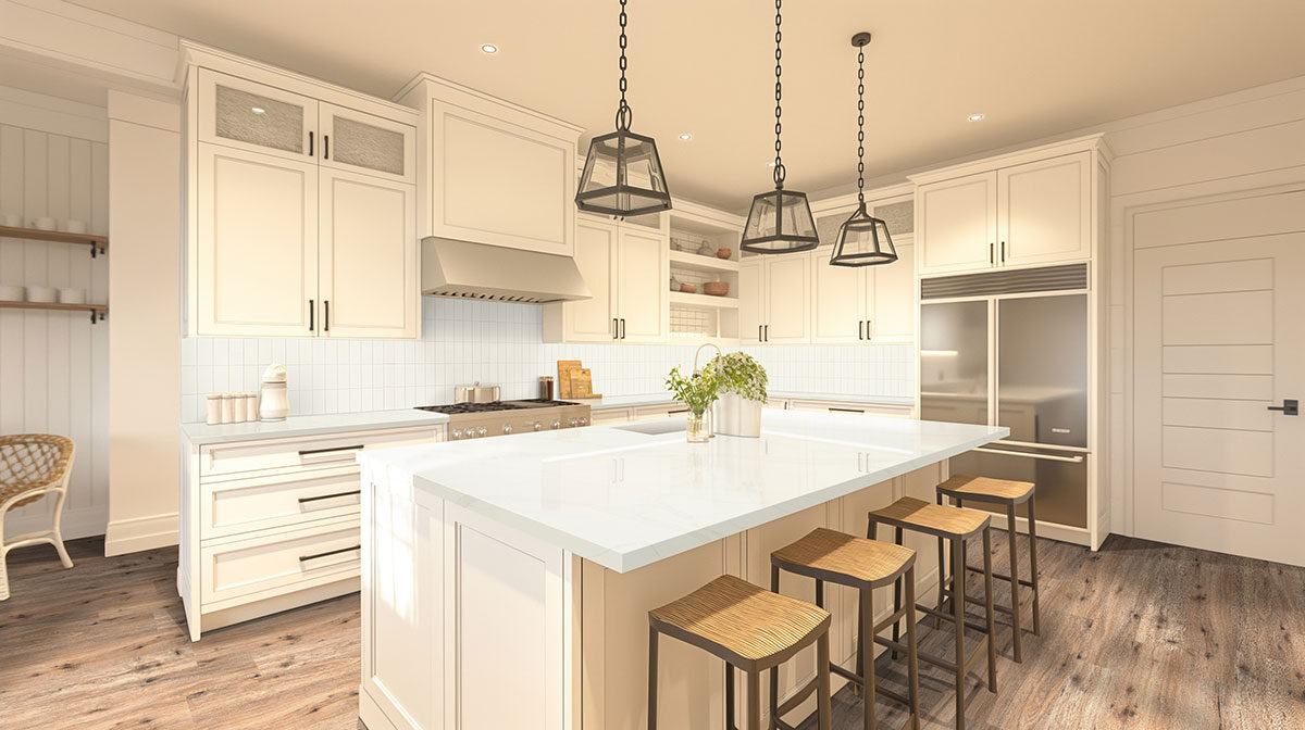White 3x6 Glossy backsplash in a kitchen