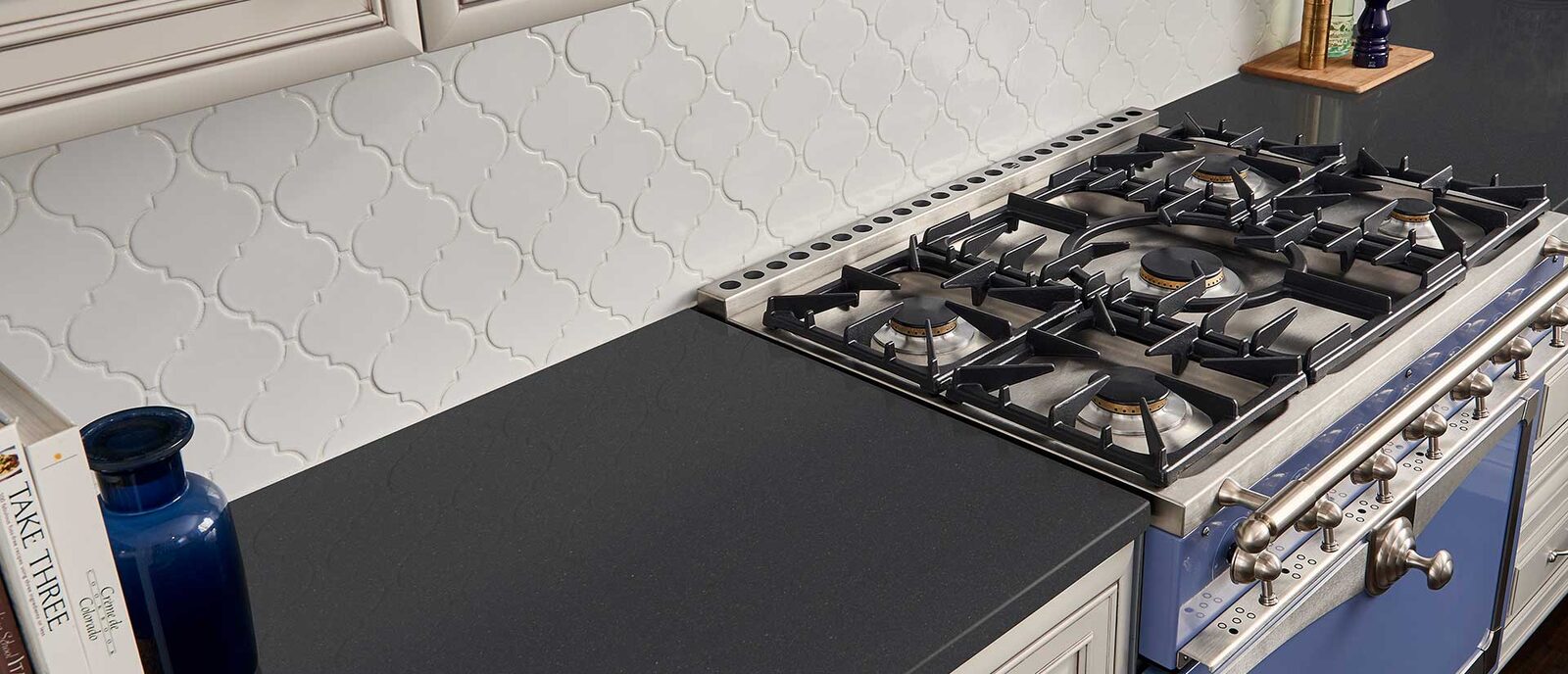 Midnight Majesty Concrete Quartz countertop installed