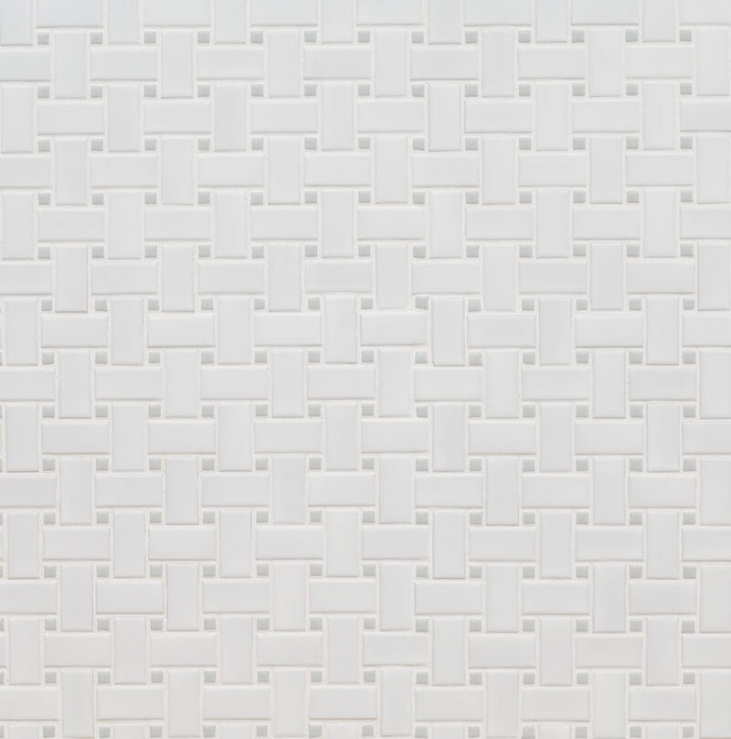 White and Gray Matte Basketweave 6mm surface detail