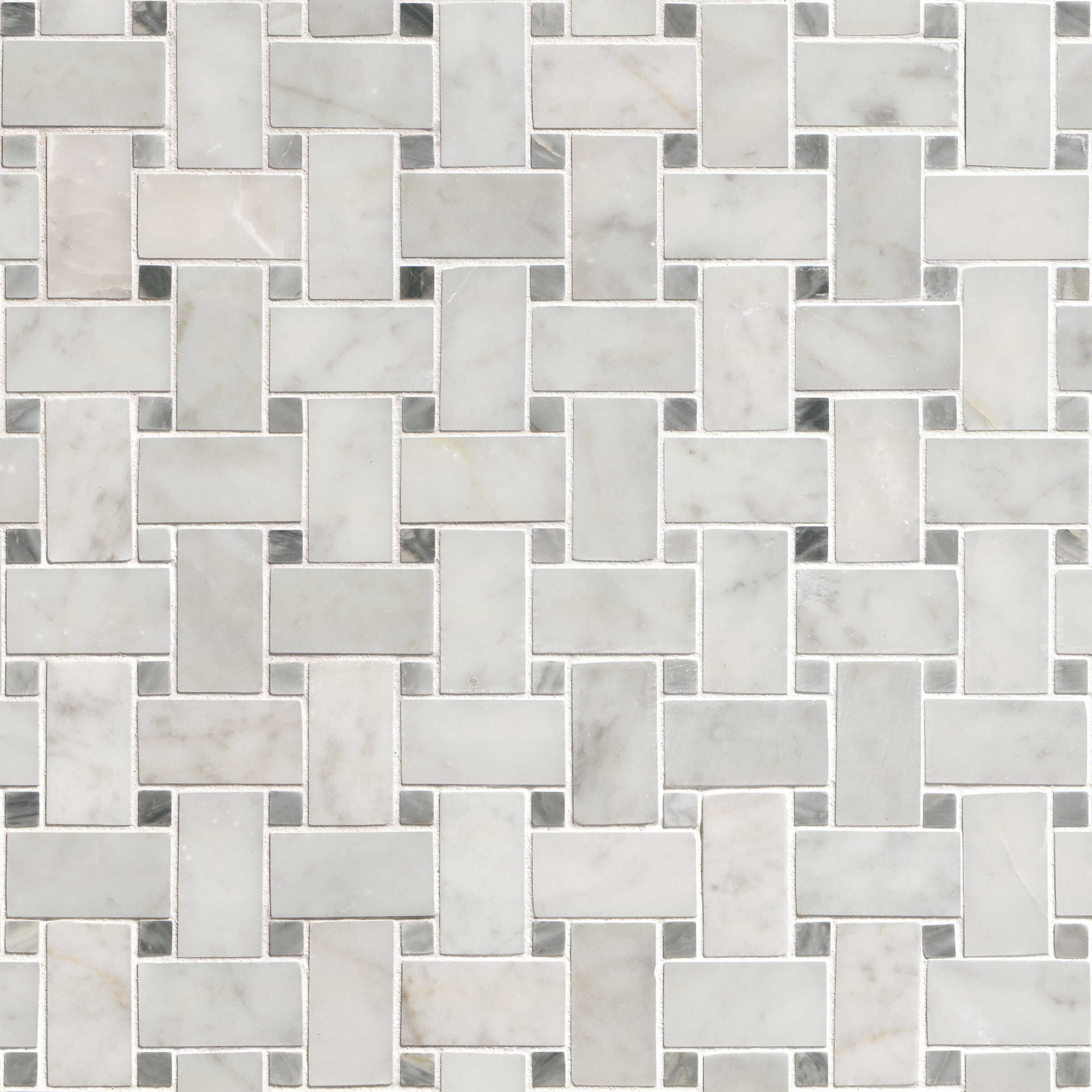 Carrara White Basketweave Pattern Honed Tile