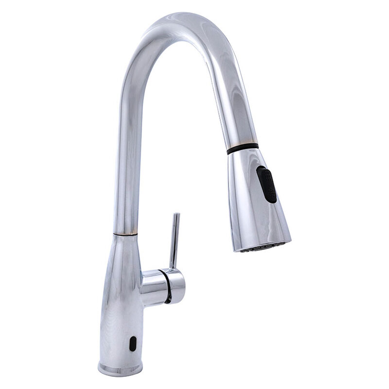 Touch-Less Infrared Sensor Kitchen Faucet - 812 Chrome faucet, full view