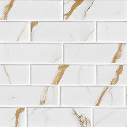 Calacatta Gold Matte Subway Tile 2x6 color swatch