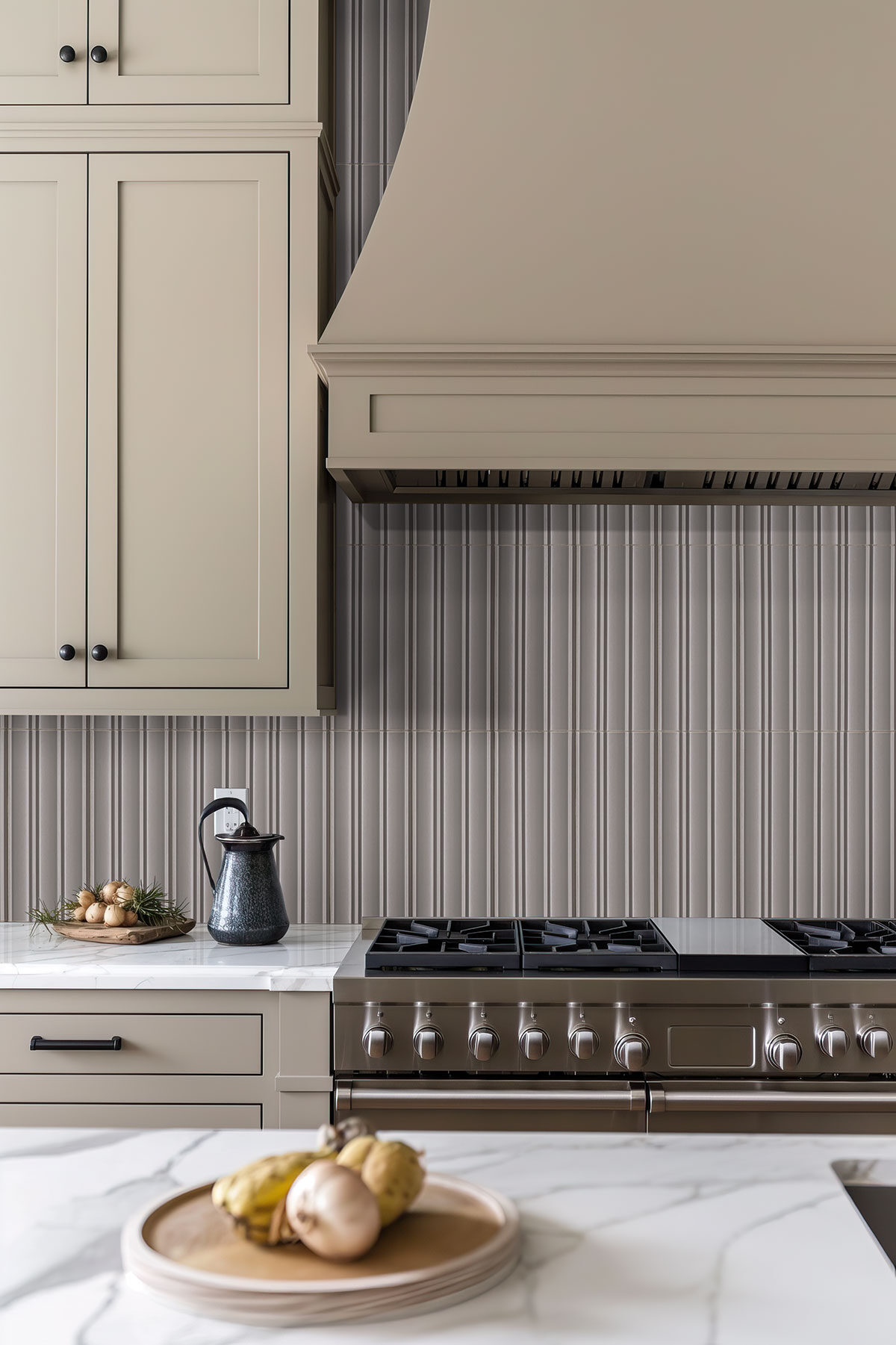 Charcoal backsplash in a kitchen