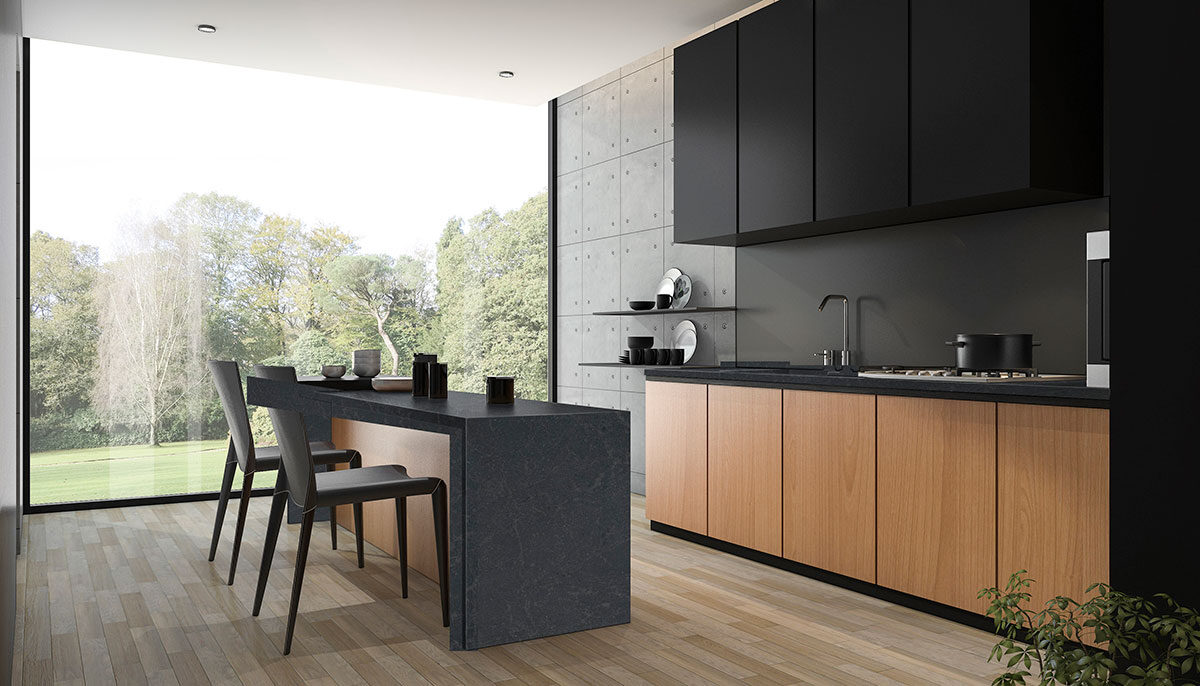 Nero Mist Granite countertop installed — view 2