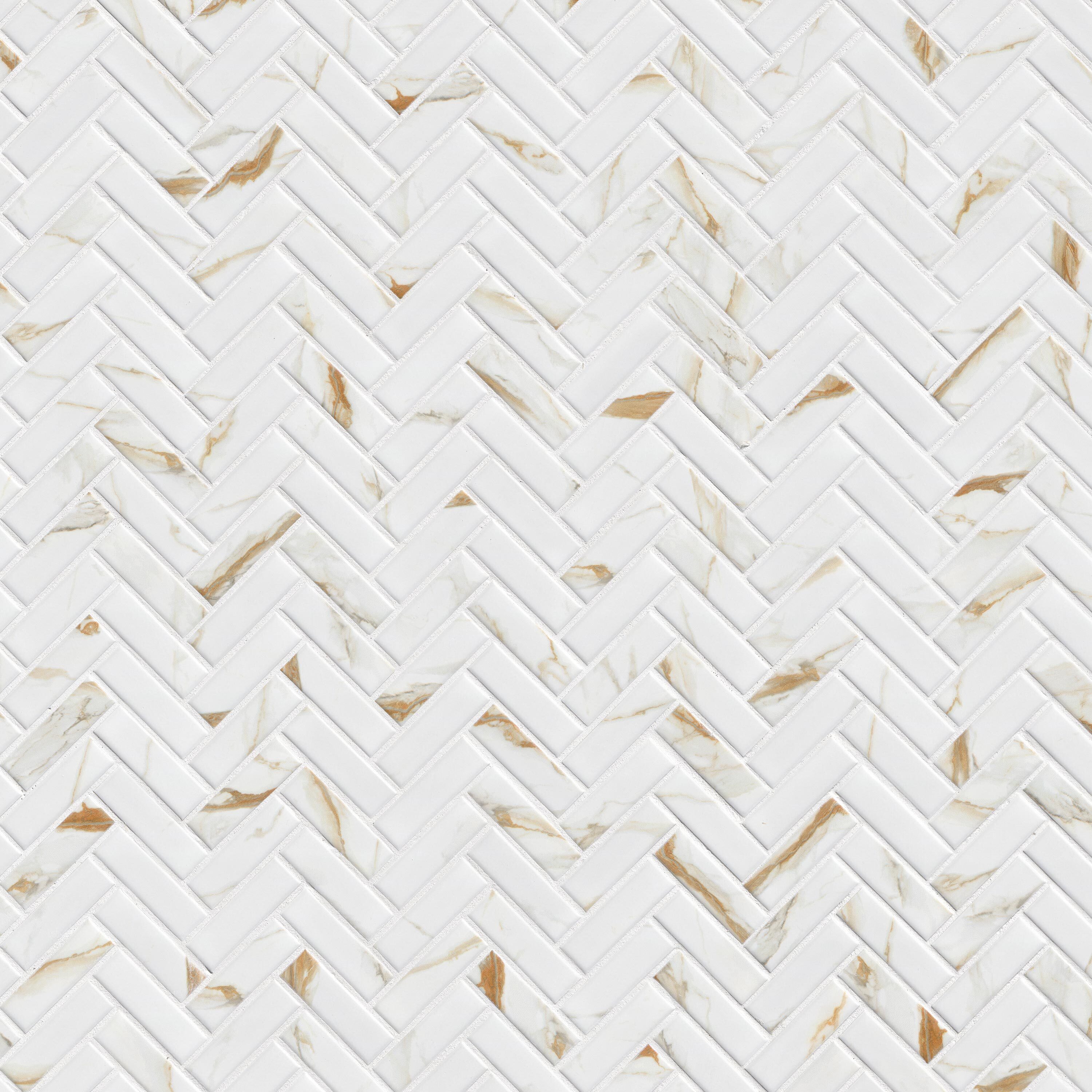 Calacatta Gold Matte 1x3 Herringbone surface detail