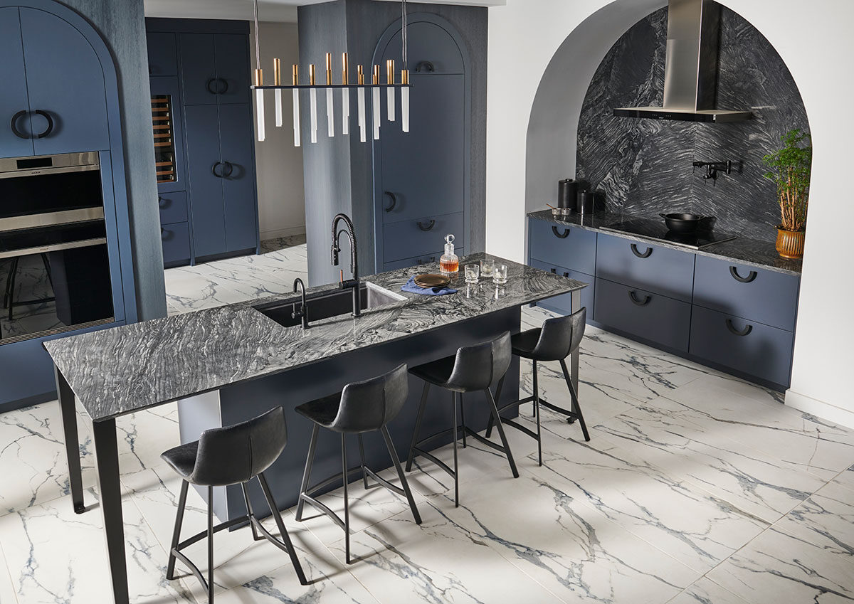Cirrus Gray Quartzite countertop installed — view 2
