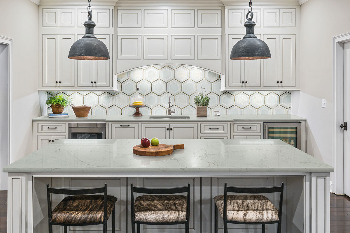 Medici Gold Pattern backsplash installed