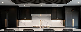 Veined quartz countertops fabricated and installed by one crew