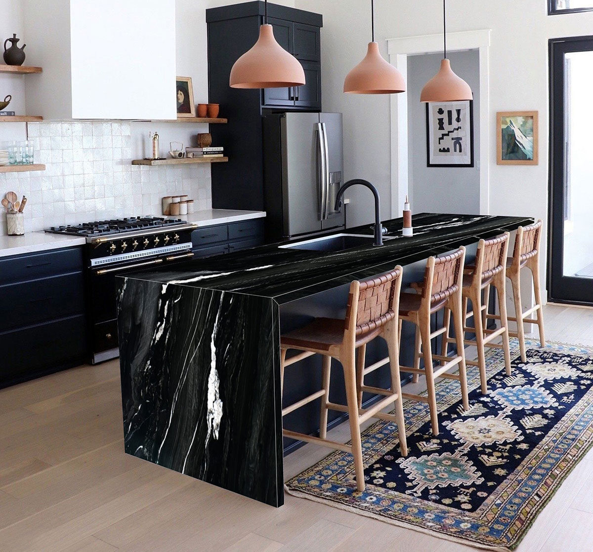 Andes Black Quartzite countertop installed — view 7