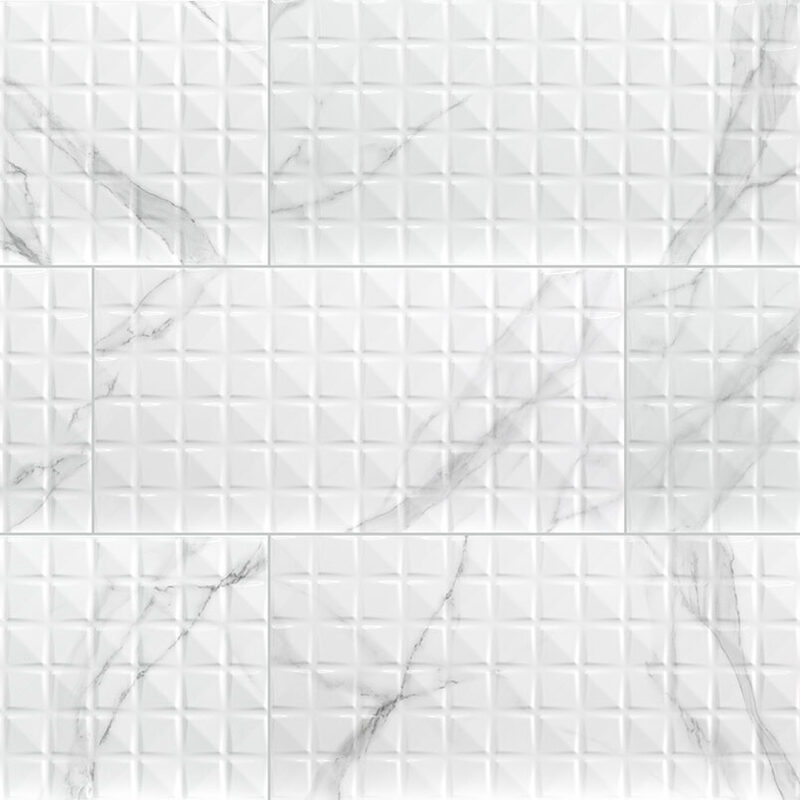 Dymo Statuary Chex White 12x24 Glossy Large Format Tile tile, full view