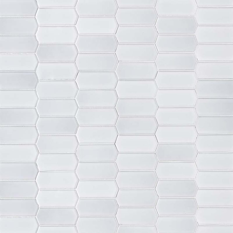 Retro Picket Bianco 8mm Glossy tile, full view
