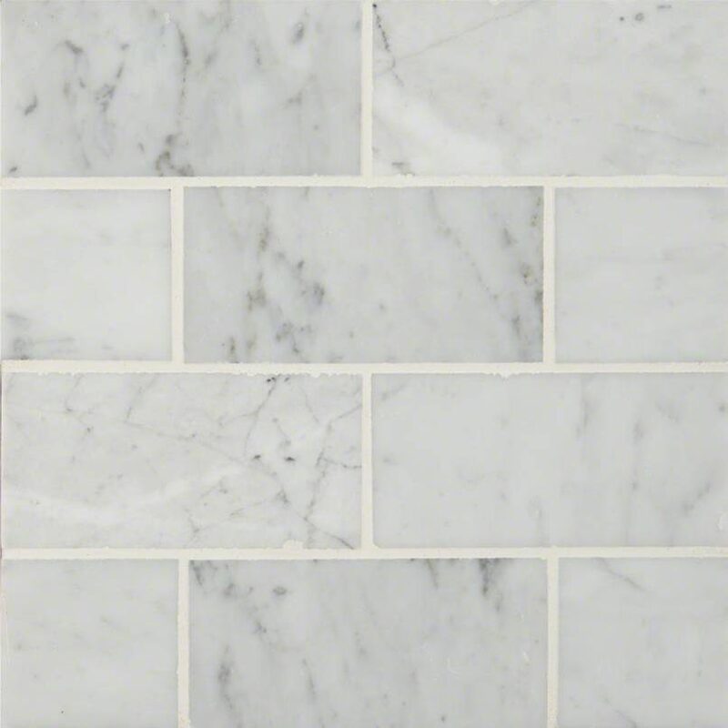 Carrara White Subway Tile 3x6 tile, full view