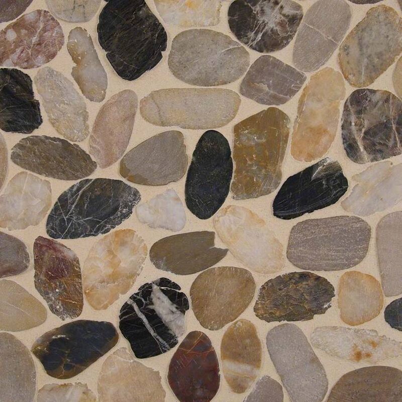Mix River Pebbles Pattern 10mm tile, full view