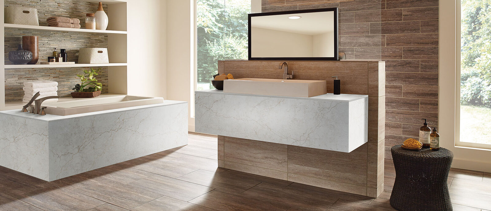 Calacatta Miraggio Cove Quartz countertop installed