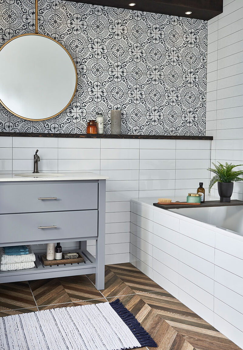 White Subway Tile 4x16 backsplash installed — view 2