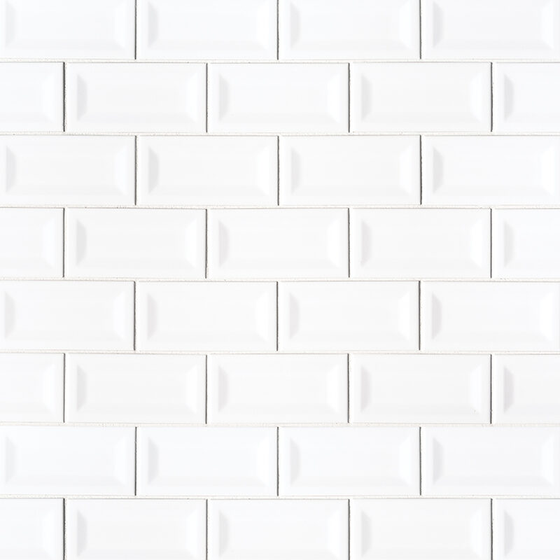 White Glossy 3x6 Inverted Beveled 3x6 tile
