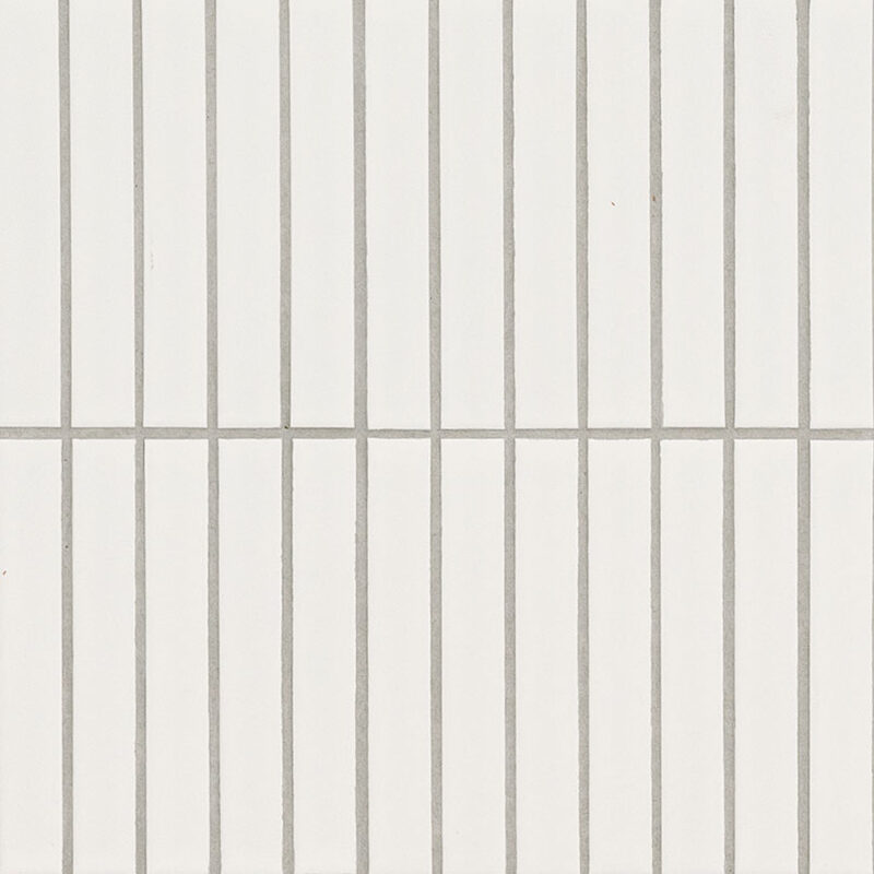 White Matte 1x6 Stack Pattern tile, full view