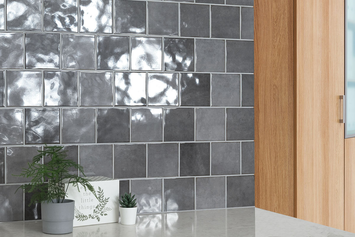 Renzo Storm 5x5 Wall Tile backsplash installed