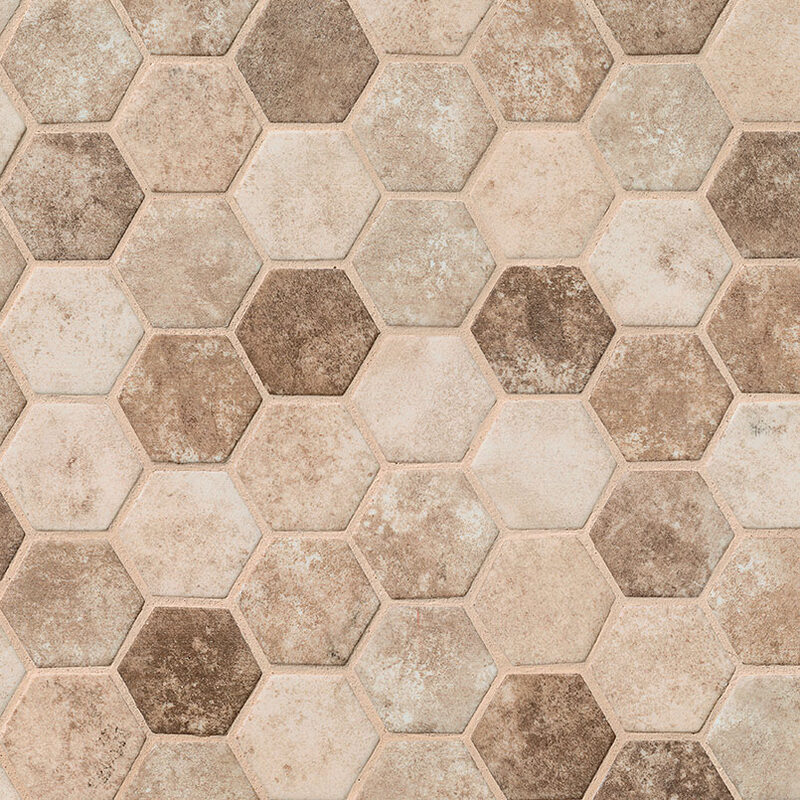 Sandhills Hexagon Mosaic Tile tile, full view