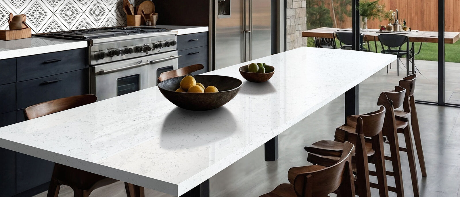 Fairy White Quartz countertop in a kitchen