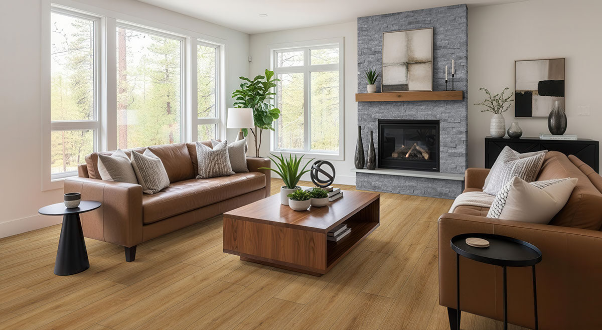 Glacial Grey backsplash in a living room — view 2