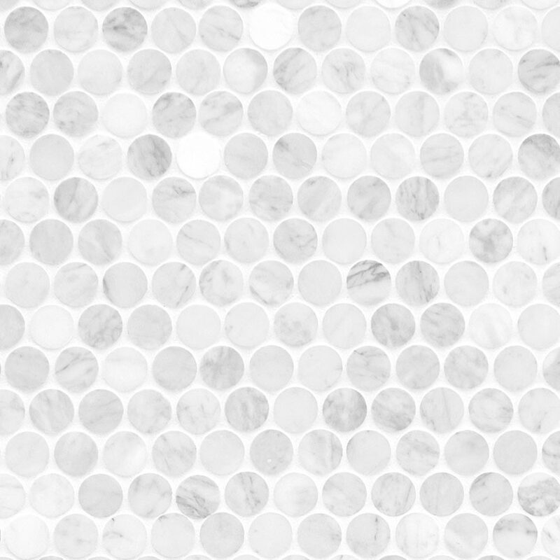 Carrara White Round Pattern Honed Tile tile, full view