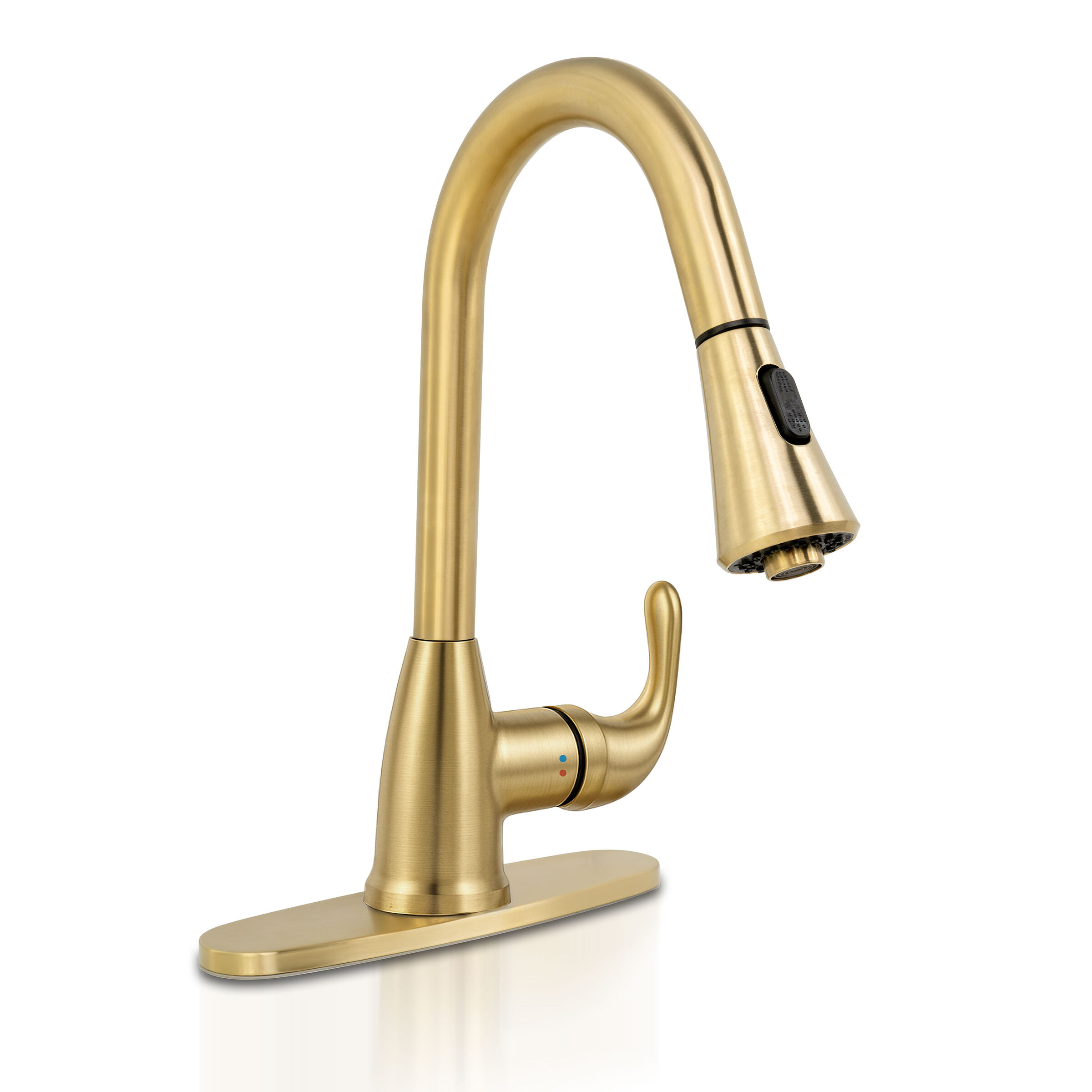 1 Handle Pull Down Sprayer Kitchen Faucet With Deckplate 803 Gold