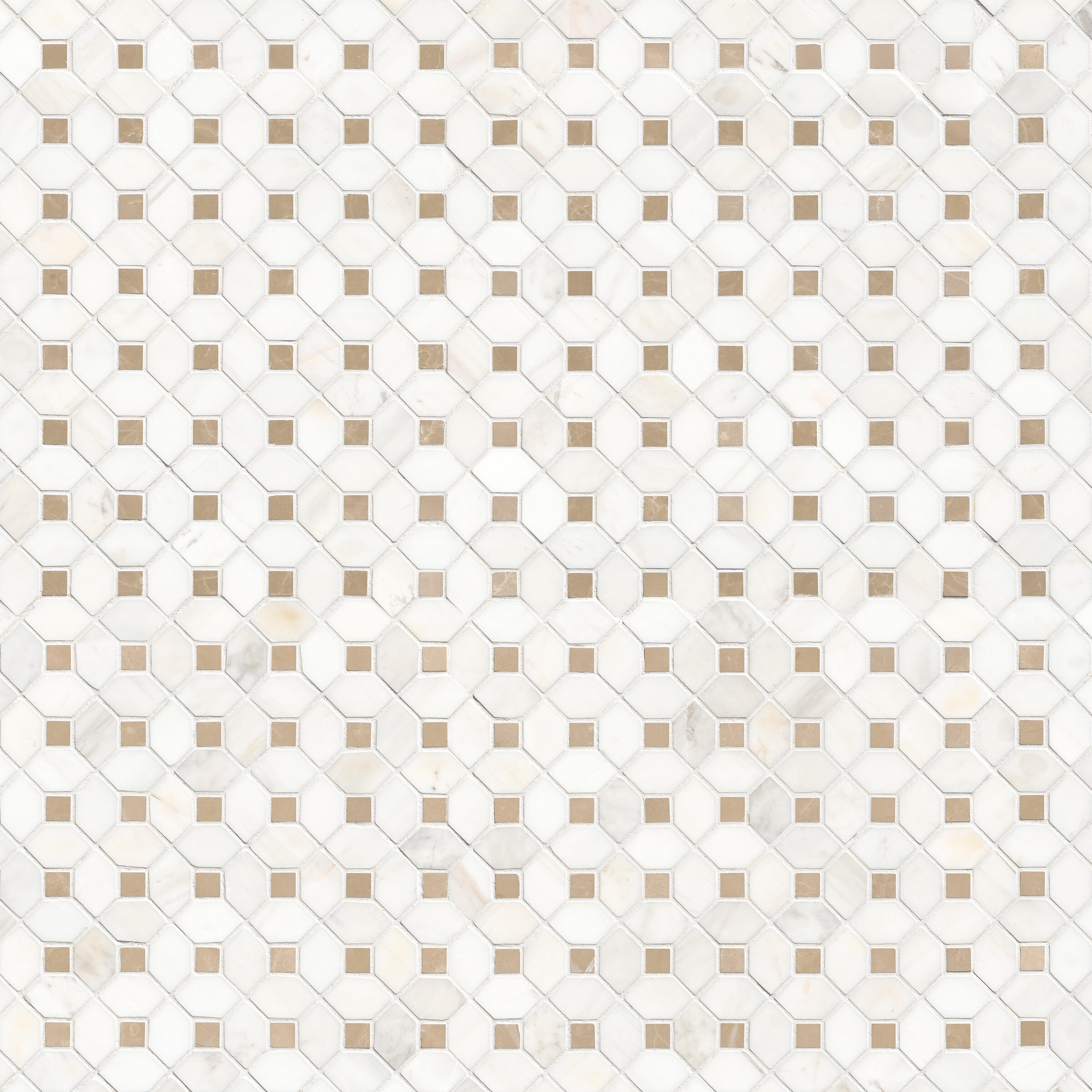 Bianco Dolomite Crema Dotty Polished Marble Mosaic Tile surface detail