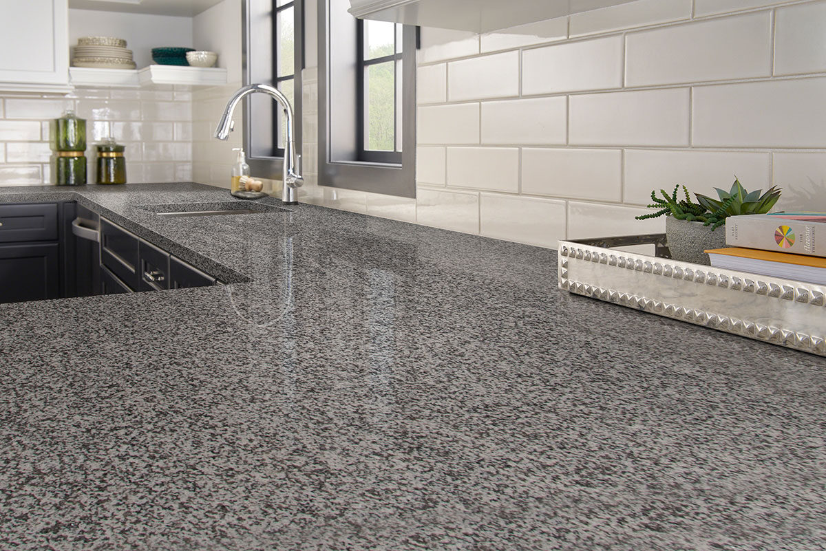 White Sparkle Granite countertop installed — view 2
