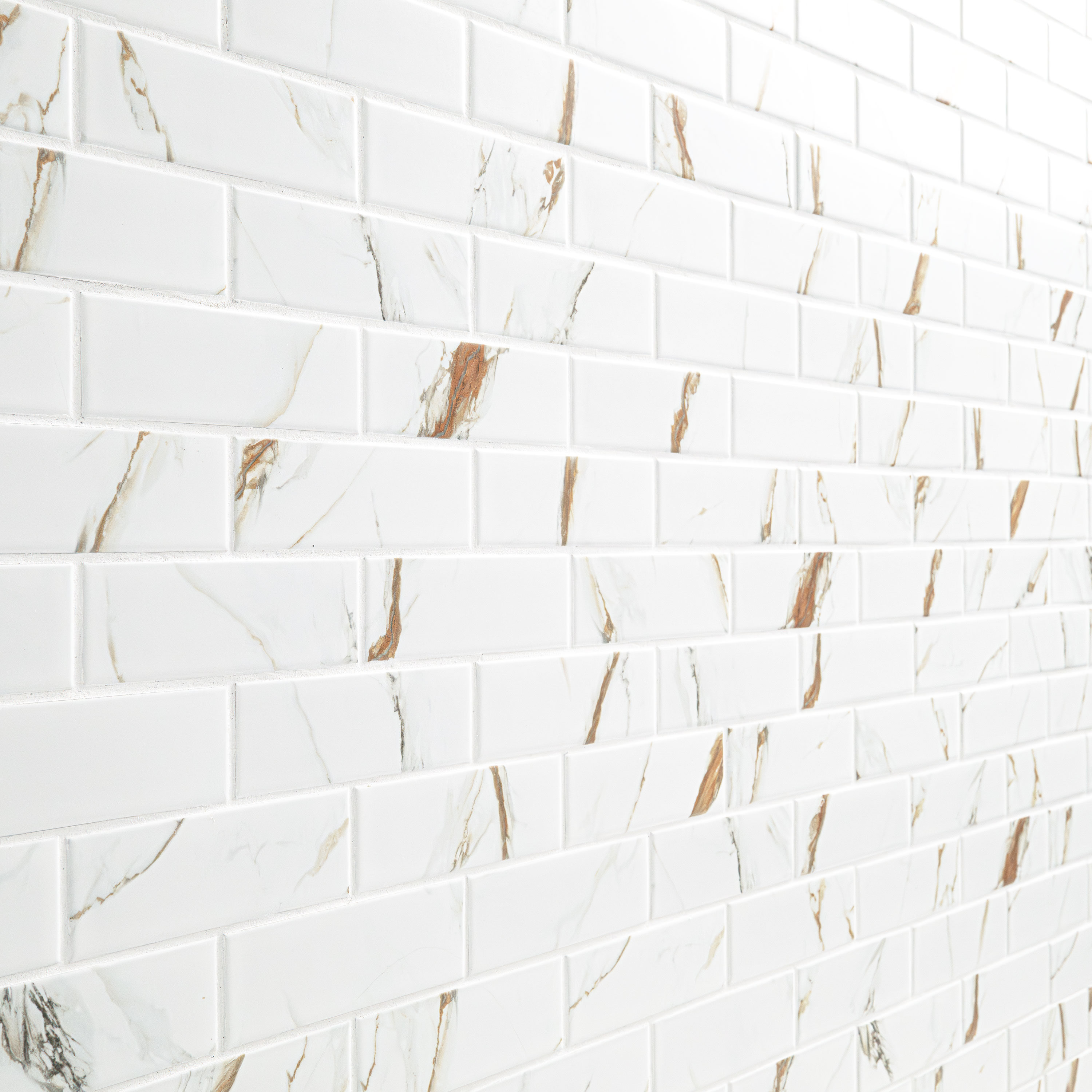 Calacatta Gold Matte Subway Tile 2x6 surface detail