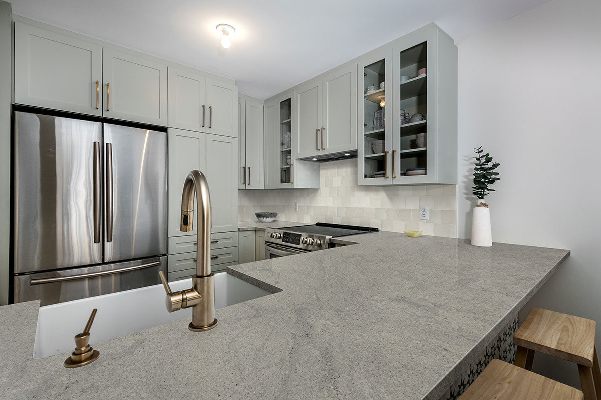 Colonial Ice Granite countertop installed — view 2