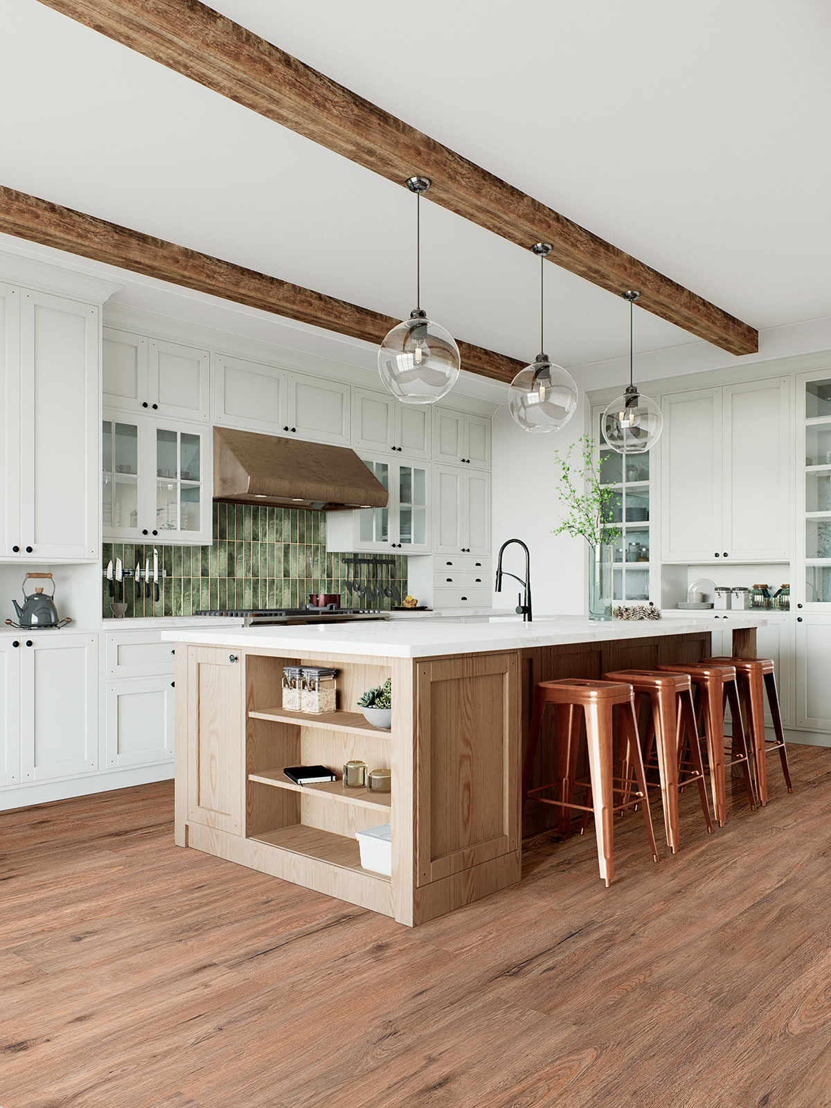 Emerald 2x10 backsplash in a kitchen — view 2