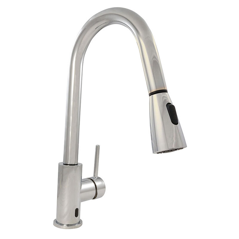 Touch-Less Infrared Sensor Kitchen Faucet - 811 Chrome faucet, full view