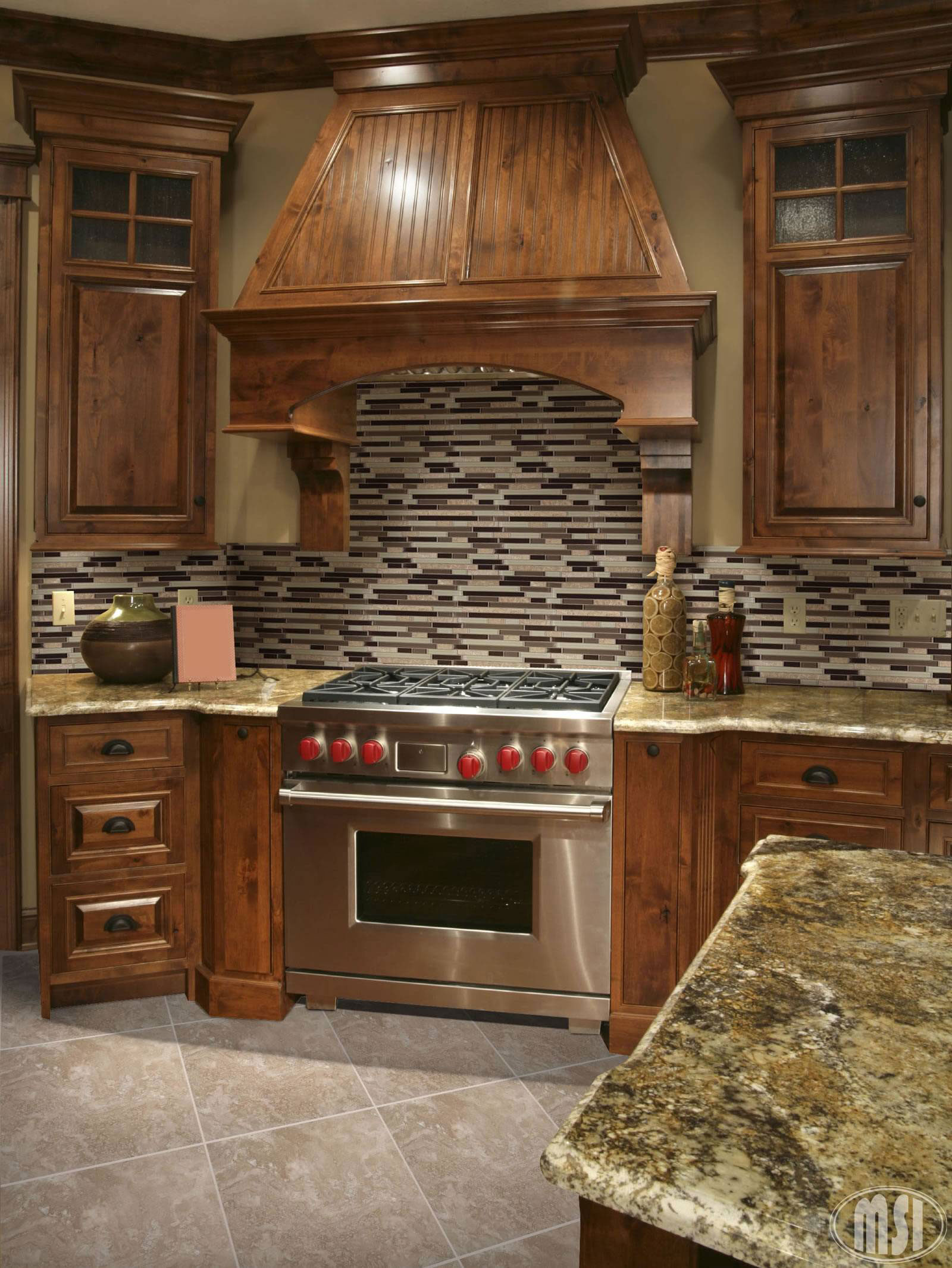 Durango Cream Travertine countertop installed — view 11