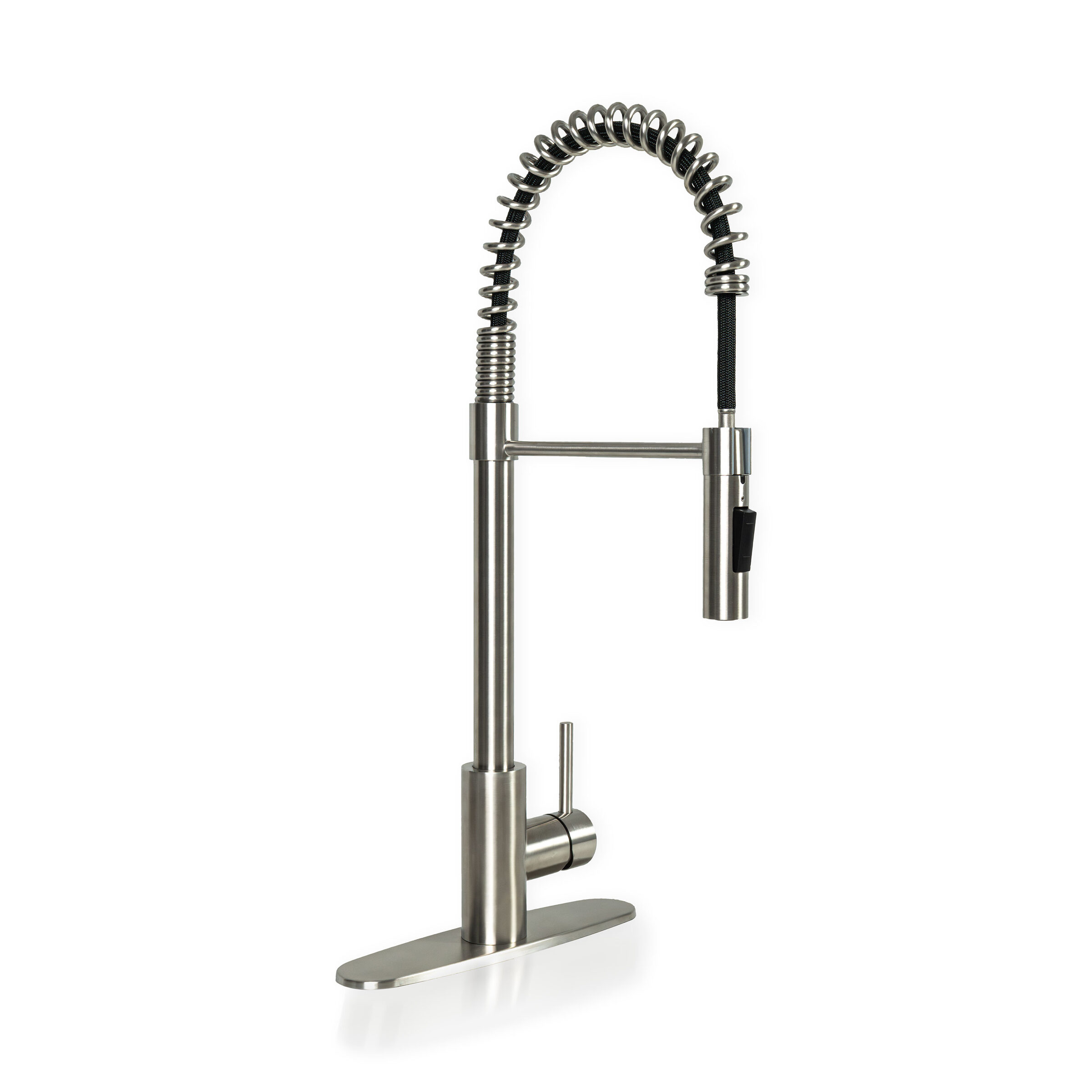 1 Handle Pull Down Sprayer Kitchen Faucet With Deckplate 804 Nickel Brushed