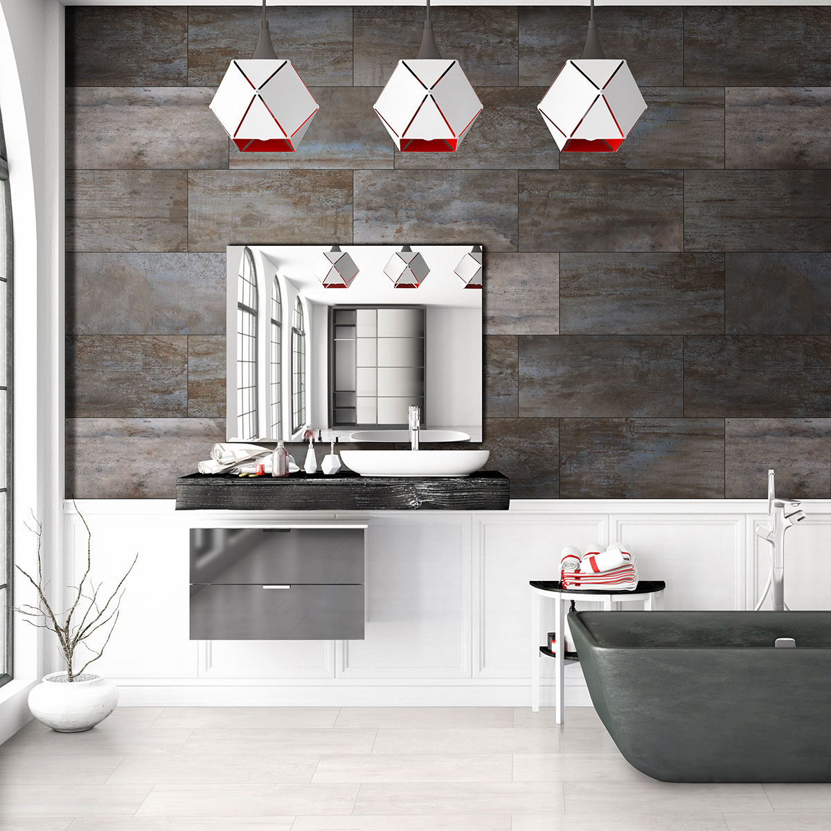 Iron backsplash installed — view 6