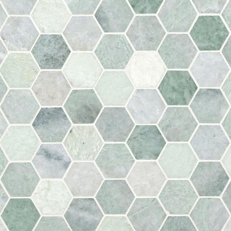 Icelandic Green 2" Hexagon Mosaic Tile tile, full view