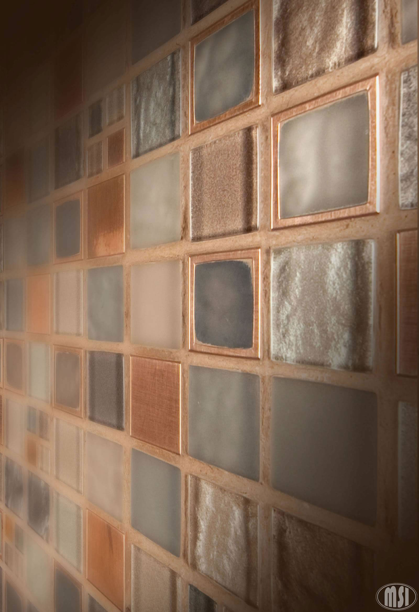 Manhattan Blend Pattern 8mm backsplash installed — view 2