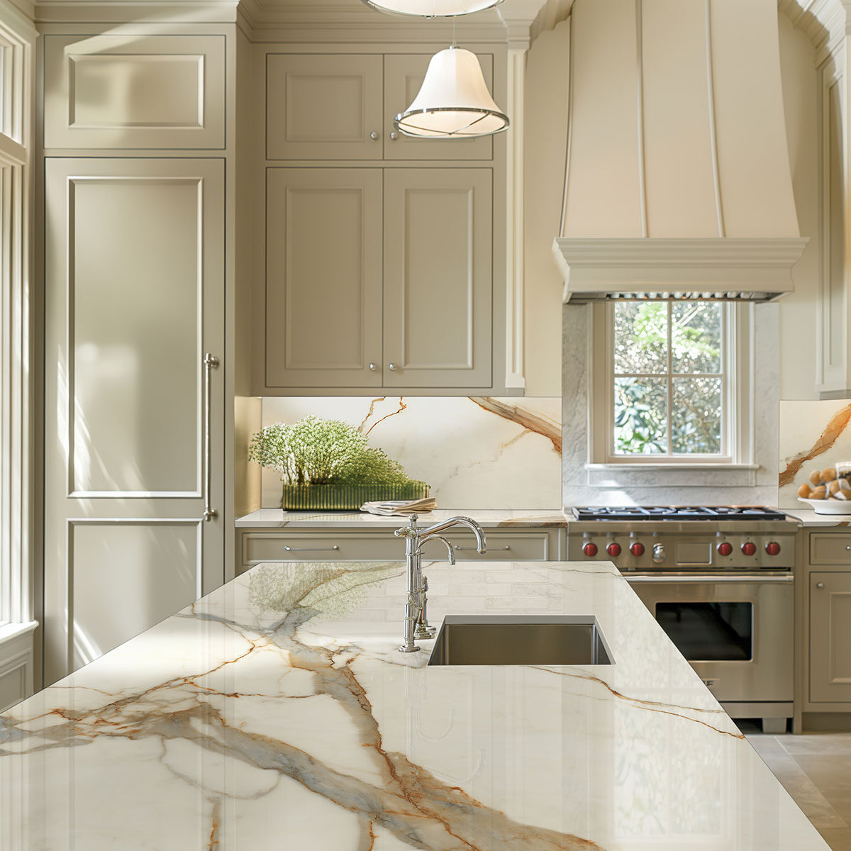 Calacatta Marbella Polished backsplash in a kitchen — view 4