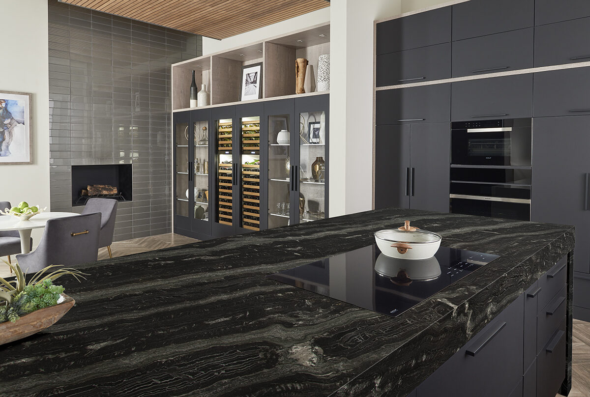 Agatha Black Granite countertop installed — view 4