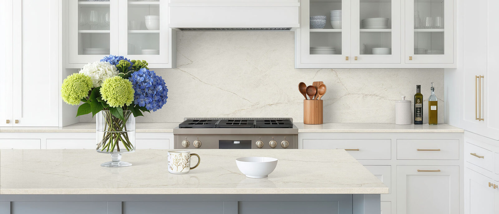 SoliTaj Brushed ™ countertop in a kitchen