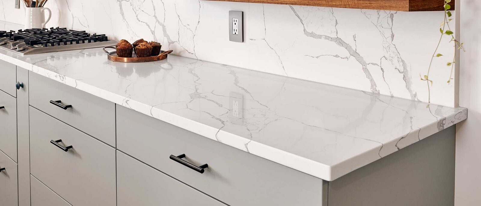 Calacatta Laza Quartz countertop installed
