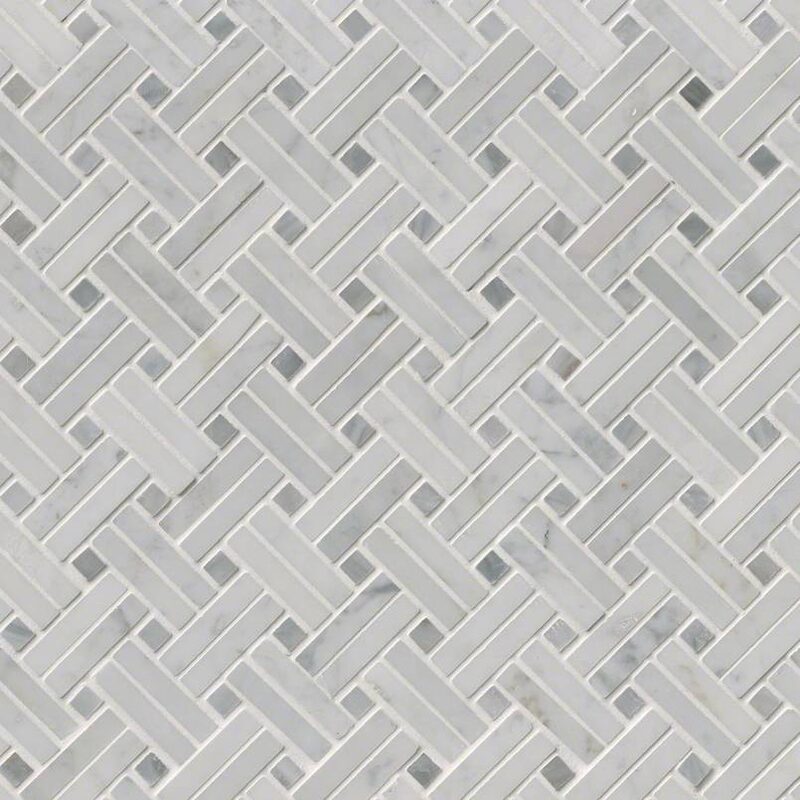 Carrara White Basketweave Pattern Polished Tile tile, full view