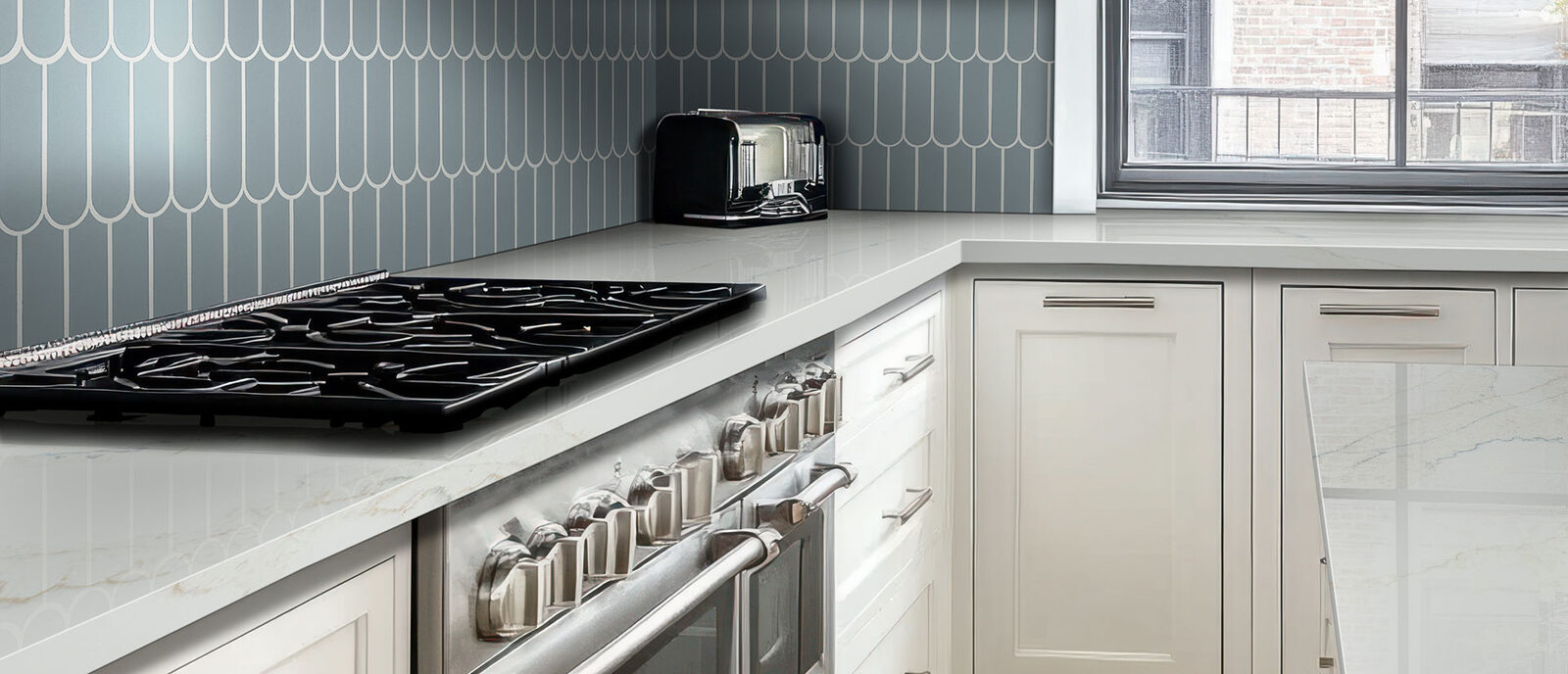 Calacatta Safyra Quartz countertop in a kitchen