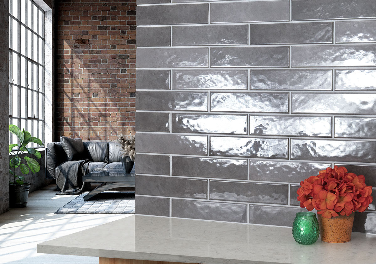 Renzo Storm 3x12 Wall Tile backsplash installed