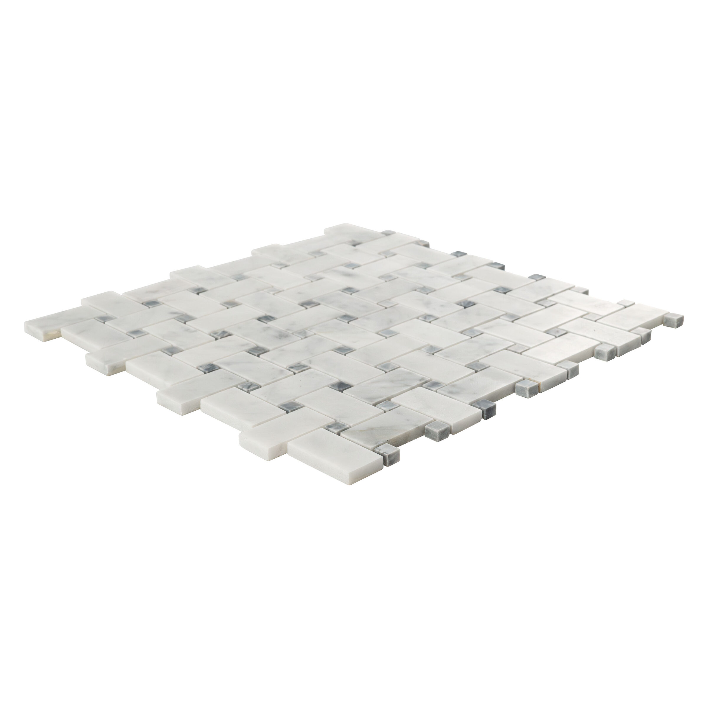Carrara White Basketweave Pattern Honed Tile surface detail — view 2